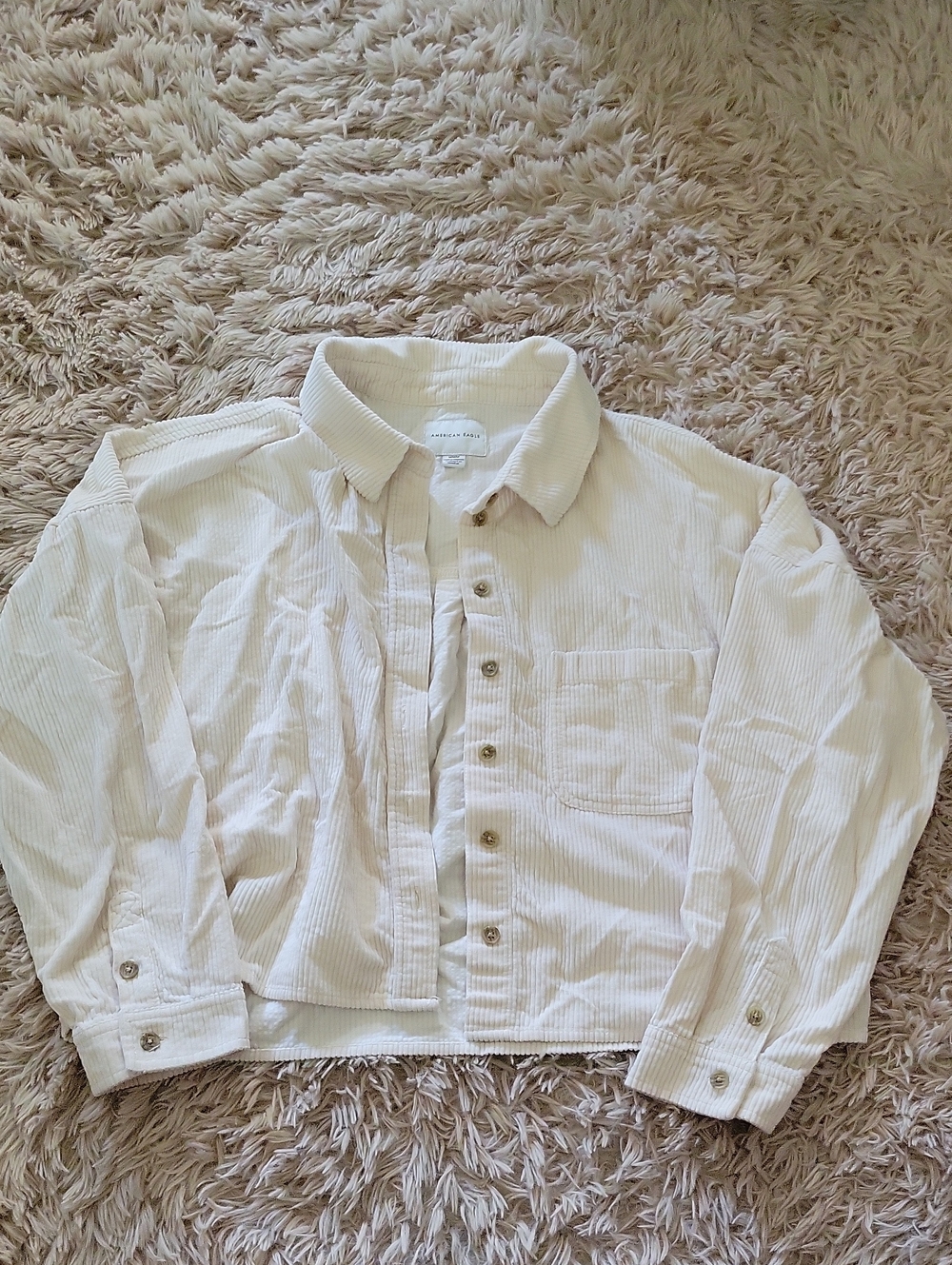 American Eagle Outfitters Cream Ribbed Top